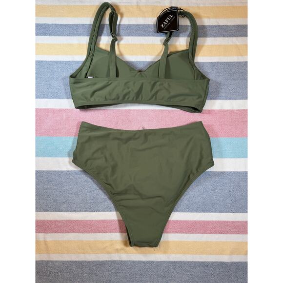Zaful Olive Green Crisscross Bikini - Size 6 - NWT - Picture 3 of 9